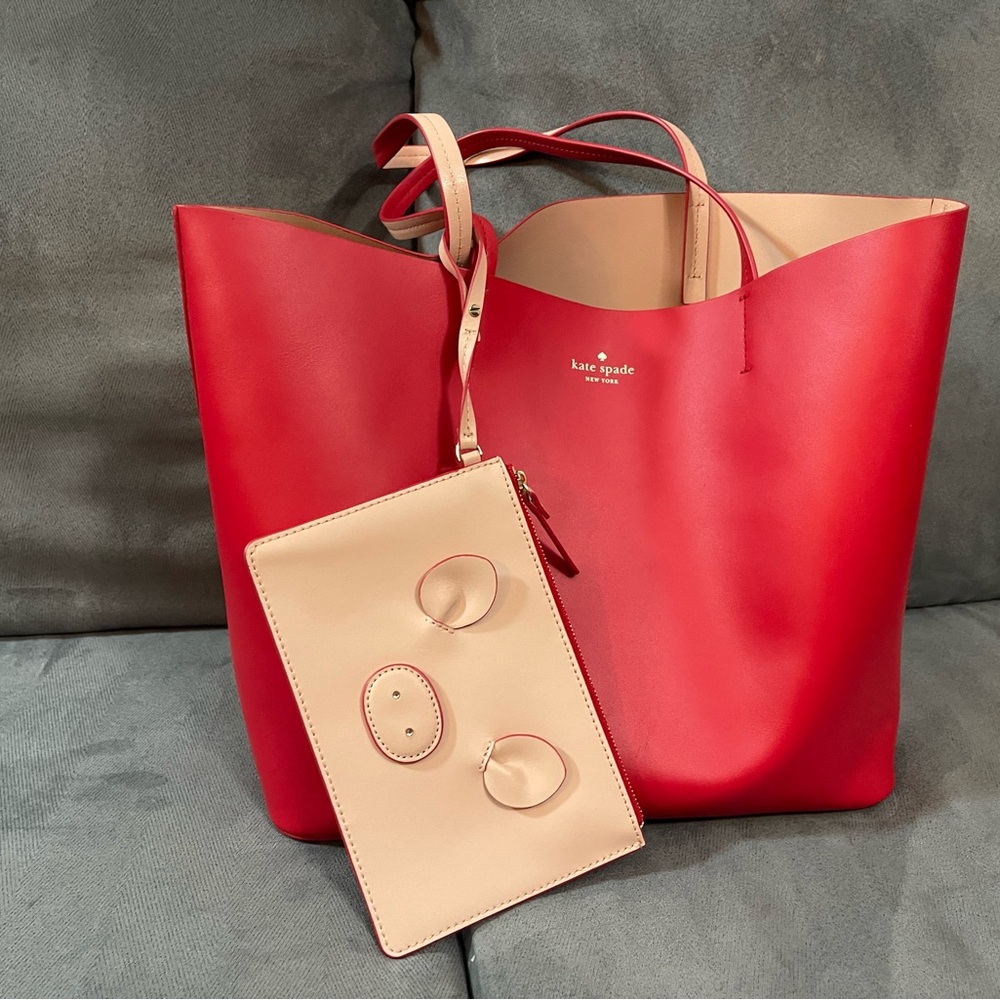 Kate Spade Red Tote with  pouch